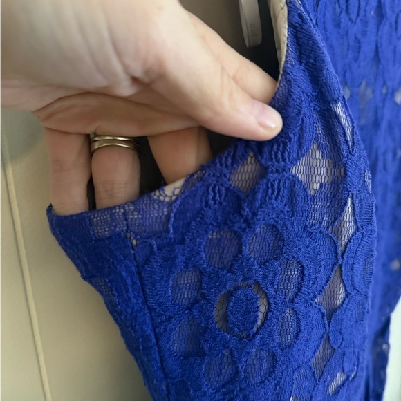 Ivy Blu Women’s Deep Royal Fit And Flare Floral Lined Dress Sz 6 - Picture 11 of 12